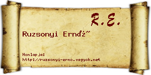 Ruzsonyi Ernő névjegykártya