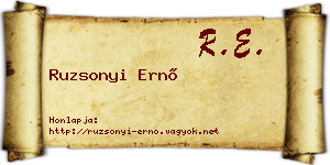 Ruzsonyi Ernő névjegykártya